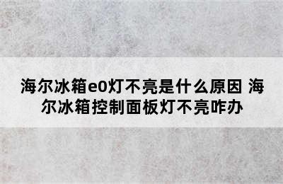 海尔冰箱e0灯不亮是什么原因 海尔冰箱控制面板灯不亮咋办